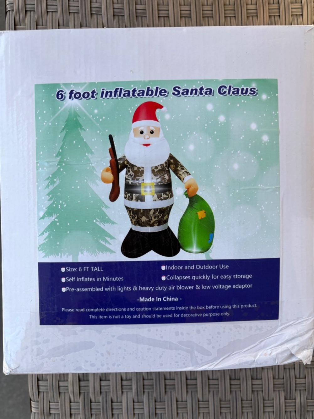 6-Foot Inflatable Camo Santa - Picture 3 of 4